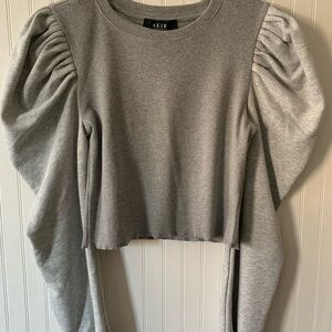 AKIRA Gray Puff Sleeve Cropped Sweatshirt